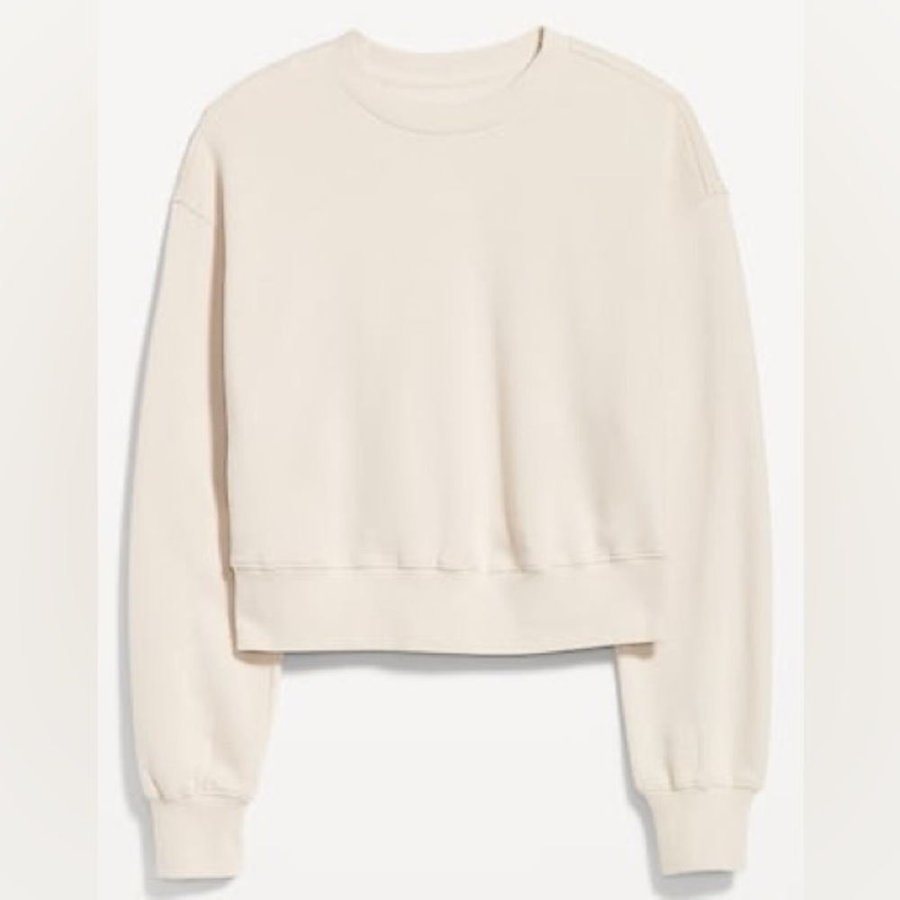 NWT Small Cream Bone Old Navy SoComfy Drop-Shoulder Crewneck Sweatshirt Comfy - Picture 4 of 13